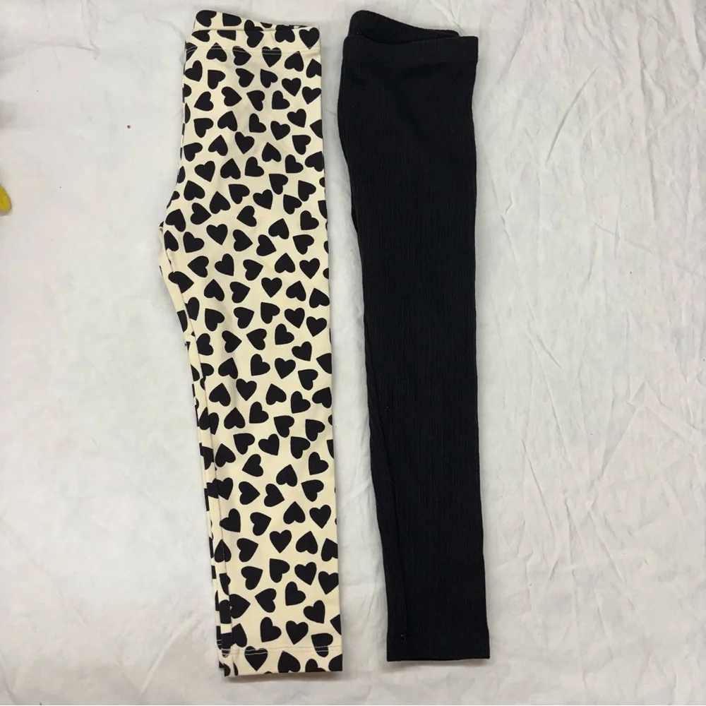 NEW Tea Collection Size 4 Heart‎ Black Kids Leggings Bundle